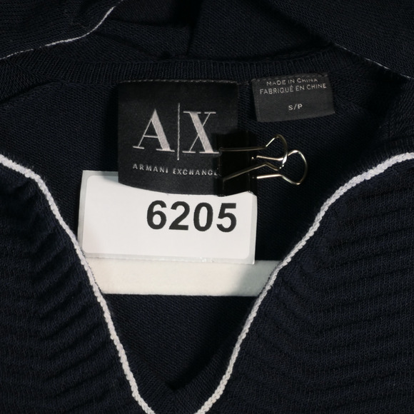 Armani Exchange Sweater Women Small Blue Ribbed Hoodie Pullover Wavy Knit - Picture 6 of 6